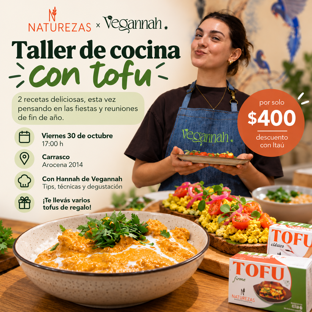 ¡Vuelve el taller de cocina con tofu de Naturezas y Vegannah!