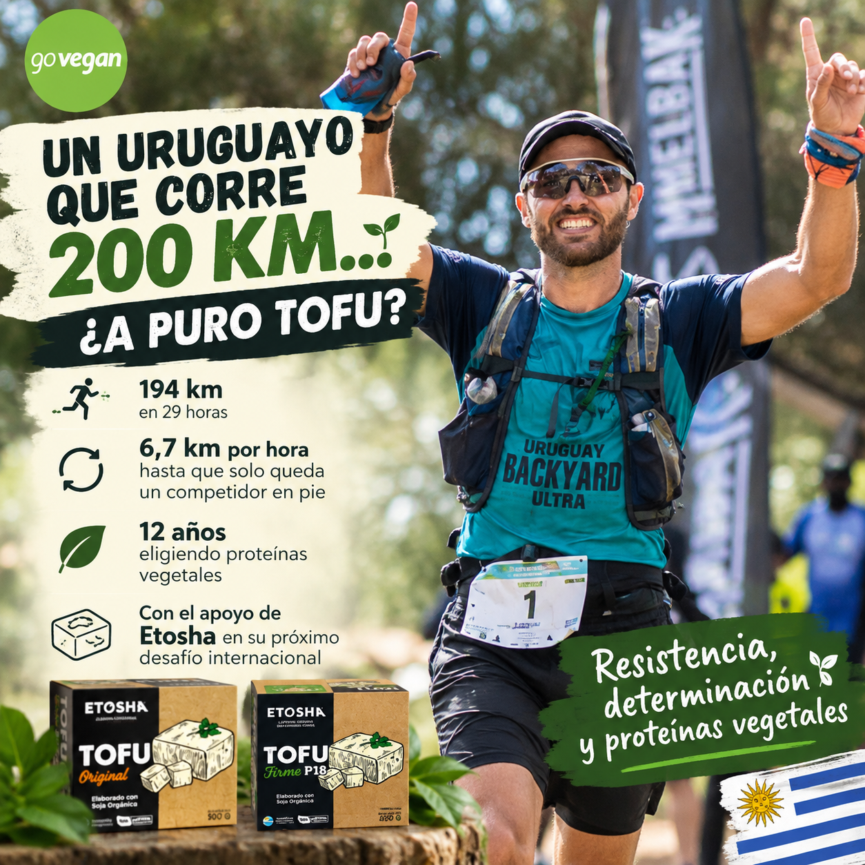 Uruguay: Diego Rodríguez Fariña recorre 194 kilómetros de resistencia impulsados por proteínas vegetales